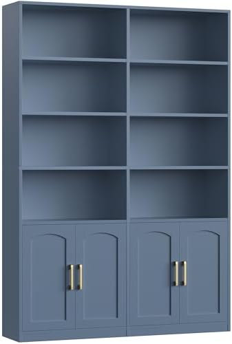 FACBOTALL Bookshelf and Bookcase with Doors, Double Wide Large Bookshelves - Image 7