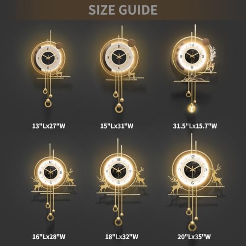 Modern Wall Clock for Living Room,Large Gold Decorative Wall Clock with Light,Creative Silent Clock Battery Operated for Kitchen/Entryway/Bedroom/Office/Dinning Room Metal Wall Decor - Image 4