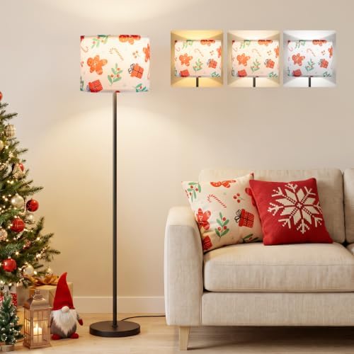 Ambimall 60'' Modern Floor Lamp with Shade, Tall Lamps for Living Room, Bedroom, Office, Dining Room, Christmas Decoration Lampshade(Without Bulb) by Ambimall