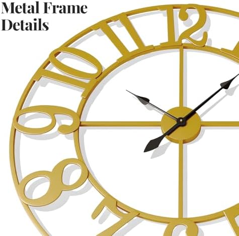 Cuspin 40 Inch Extra Large Gold Wall Clock, Decorative Metal Wall Clocks - Image 4