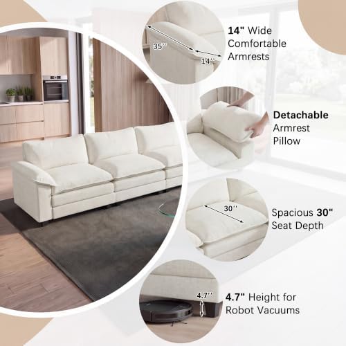 Homall 158.6" Cloud Couch, Modular Sectional Sofa, White - Image 3