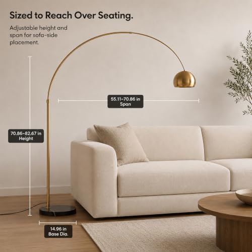 82IN Gold Arc Floor Lamp with Marble Base＆3 Color Temperatures - Image 3