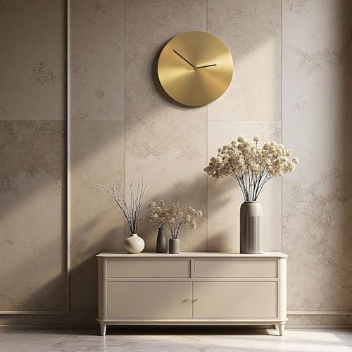 Scandinavian Minimalist Solid Copper Wall Clock - Modern Silent Non-Ticking Luxury Gold Clock for Living Room, Creative Home Decor Quartz Clock (Without Markings)，Wall Art Decor - Image 6