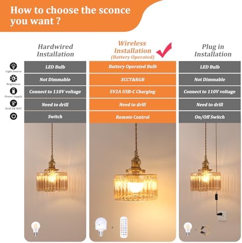Shenmoyl Battery Operated Pendant Light 5000mAh Rechargeable Chandelier with Remote Control Wireless Adjustable Hanging Amber Striped Light for Kitchen Island Dining Room Hallway, 2 Pack - Image 2