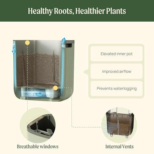 15 Inch Self-Watering Planter for Indoor Plants – Large Modern Plant Pot with Built-In Water Reservoir, Ideal for Monstera, Fiddle Leaf Fig, Palms & Peace Lily, Without Trellis (1, Cream White) - Image 5
