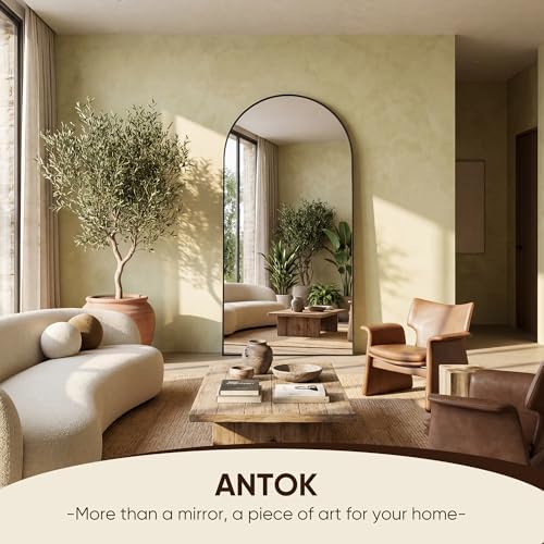 Antok 71" x32” Arched Full Length Mirror, Floor Mirror with Stand,Black - Image 4