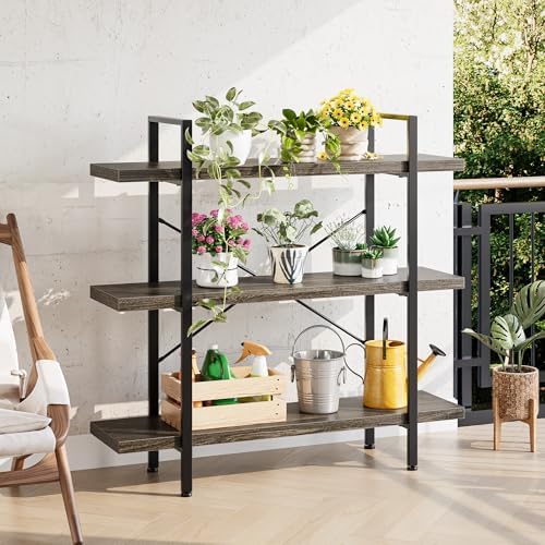 OtterOasis Heavy Duty 3 Tier Industrial Bookcase for Home Office, Grey - Image 5