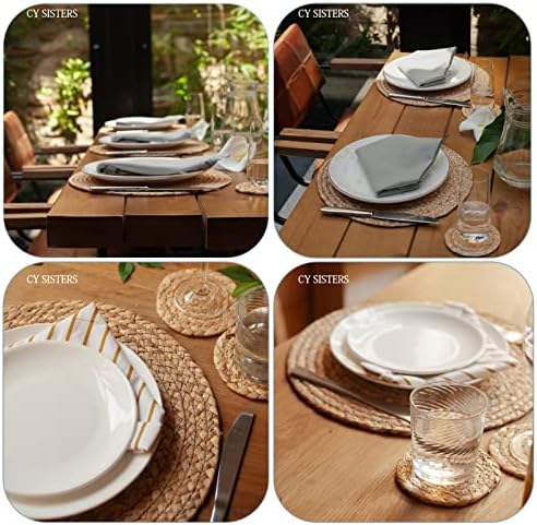 Woven Placemats One Table Runner 36 Inches Long Rattan Placemat Rectangle Runners Natural Wicker Heavy Braided Straw Place Mats Braided Outdoor Placemats for Patio Table, 35.83 X 12.99inch - Image 6