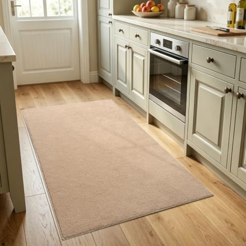 3x5 Beige Solid Area Rug Washable Non-Slip Soft Thin for Bedroom Kitchen - Image 2