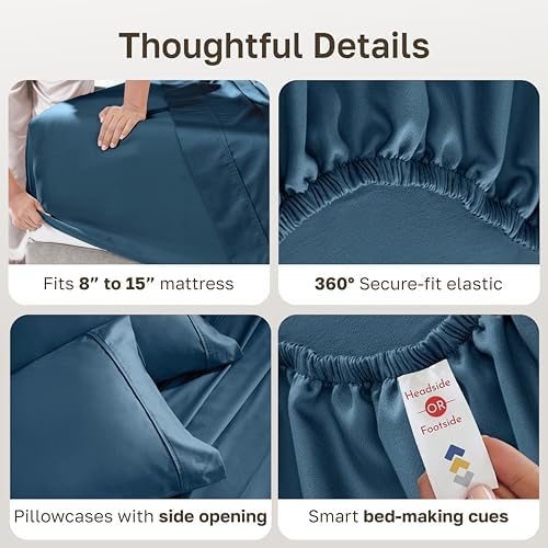 California Design Den Soft 100% Cotton Sateen Split King Sheet Set, 5 Pcs - Image 5