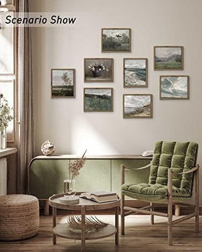 InSimSea Framed Canvas Wall Art Vintage Decor, Room Eclectic Decor, Prairie and Mountain Painting Wall Art Hoom Decor, Canvas Wall Art for Living Room Bedroom Home Office Bathroom Wall Decor, 8"x10" - Image 2