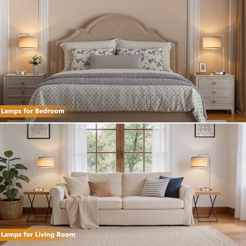 Innqoo Brown Bedside Lamps Set of 2, Fully Dimmable Lamps for Night Stands, USB A+C - Image 6