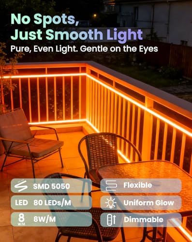 Shine Decor Smart LED RGB Neon Rope Lights AC 120V, ETL Expandable Color Changing Dimmable with Remote Compatible with Alexa, Google Assistant, Cold-Resistant & IP65 Waterproof, 8x16 mm, 98.4FT - Image 4