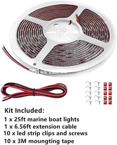 25FT LED Boat Lights, Waterproof Marine Pontoon Led Strip Lights, Boat Deck Interior Light, Boats Accessories, Under Gunnel Lighting, Night Fishing Light for Pontoon Fishing Boats (Red) - Image 3
