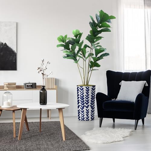 Artificial Tree in Modern Pattern Planter, Fake Ficus Lyrata Silk Tree for Indoor and Outdoor Home Decoration - 66" Overall Tall (Plant Pot Plus Tree) by SIGNWIN