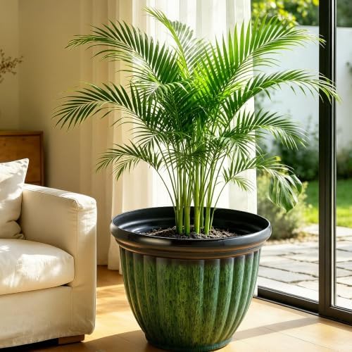 Autodaya 15" Large Planters For Outdoor Plants Set Of 2 Plastic Flower Pots - Image 2