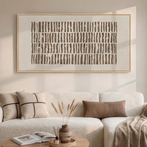 Large Framed Neutral Abstract Wall Art for Living Room, Horizontal 30x60 In by Cuspin