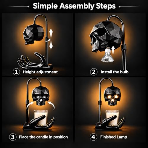 Gothic Skull Candle Warmer Lamp with Timer & Dimmer for Home Decor - Image 5