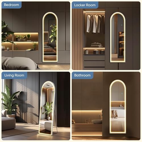 DUMOS Arched LED Mirror Full Length Standing, 16"x60" Full Body Wall Mirror - Image 5