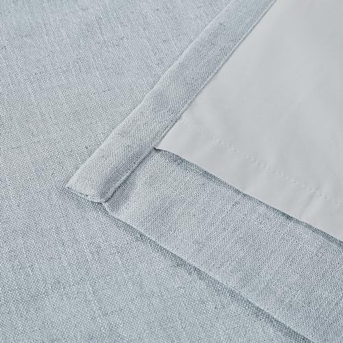 Vision Home Blue Gray Pinch Pleated Full Blackout Curtains Linen Blended Room Darkening Window Curtains 112 inch for Living Room Bedroom Thermal Insulated Pinch Pleat Drapes with Hooks 40" Wx112 Lx2 - Image 6