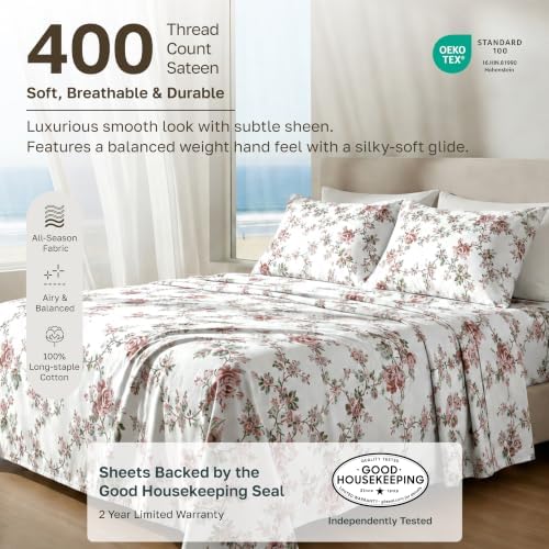 California Design Den Soft 100% Cotton Sateen Twin Sheets Set, 3 Pcs - Image 2