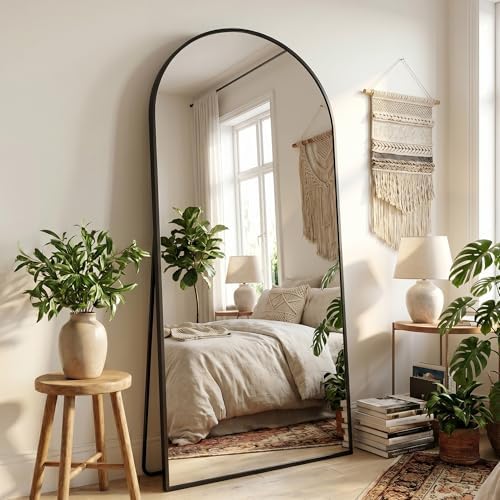 Full Length Mirror, 71" x 32" Arched Full Body Mirror Large Standing Floor Mirrors, Mirrors for Bedroom, Bathroom, Living Room Standing or Wall Leaning, Black - Image 2