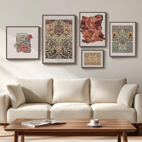 Large Framed William Morris Vintage Wall Art for Living Room, 5 Piece by Cuspin