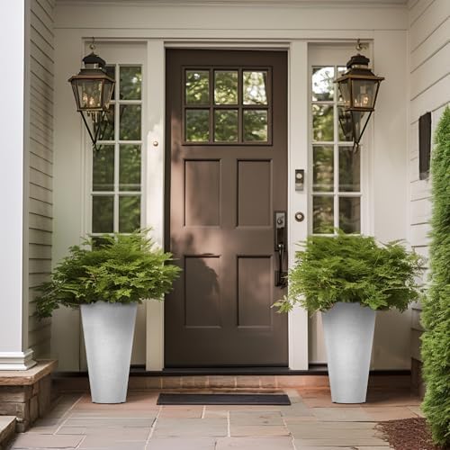 Kante Set of 2 White Plastic Round Planters 18" Tall Home & Outdoor - Image 6