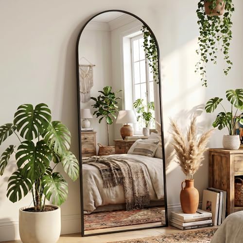 Full Length Mirror, 71" x 28" Arched Full Body Mirror Large Standing Floor Mirrors, Mirrors for Bedroom, Bathroom, Living Room Standing or Wall Leaning, Black - Image 3