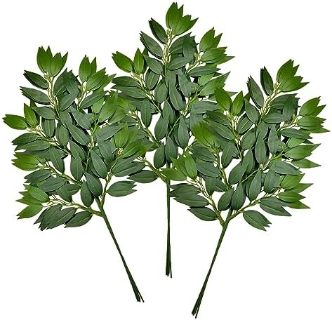 12Pcs Italian Ruscus Greenery Stems Artificial Silk Greenery Leaves Garland Vines Hanging Spray for DIY Wedding Arch Bouquet Filler Table Centerpieces Home Indoor Decor by FUNORNAM