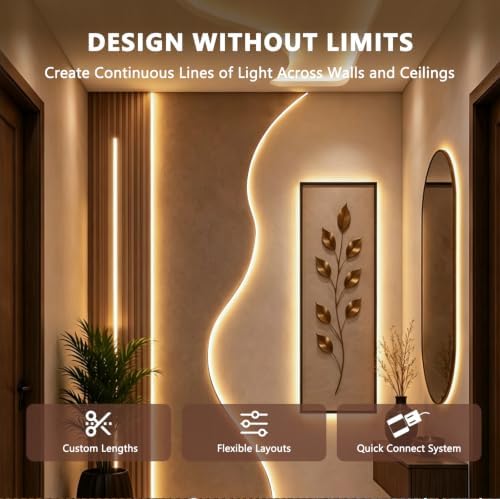 VST 16.4ft 24V Smart Silicone LED Strip Lights Wood Slat Wall Recessed - Image 5