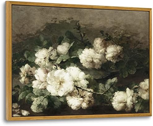 InSimSea Framed Canvas Wall Art Vintage Decor, Canvas Wall Art for Living Room Bedroom Office Bathroom Picture, Vintage Flower Botanical Oil Painting Prints, Home Office Desk Decor, 12"x16" by InSimSeaArt
