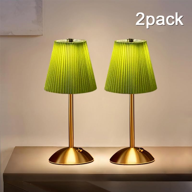 2pack Green Cordless Rechargeable LED Table Lamp,3 Colors, Dimmable,2200mAh, Touch Control, Portable Night Light for Bedroom, Restaurant,Christmas Decorations. - Image 2