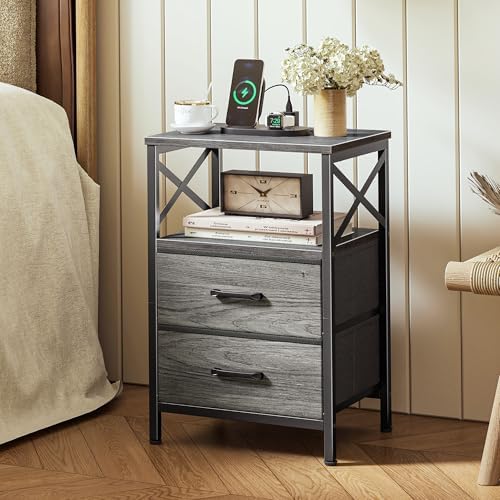 Huuger Night Stand with Charger Station, USB-C Port, End Table - Image 2
