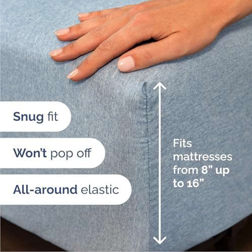 Cal King Size 4 Piece Sheet Set - Breathable & Cooling - Heathered Blue - Image 3