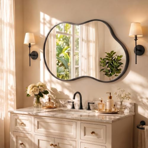 Bathroom Mirror for Over Sink-Black Home Decor Wall Mirror 24"x 36" Single by Dorlicecass