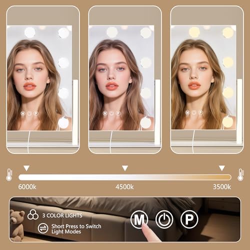 Ratsamee Rechargeable Vanity Mirror, 8000mAh 12"×14" Makeup Mirror - Image 4