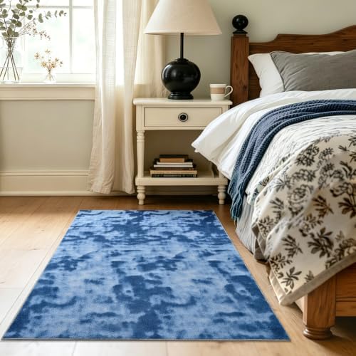 3x5 Tie-dye Dark Teal Area Rug Washable Non-Slip Soft for Bedroom Kitchen - Image 4