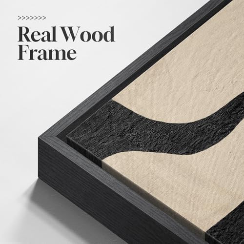 Large Framed Black and Beige Neutral Abstract Wall Art, Vertical 30x60 In - Image 5