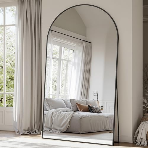Suidia 81"x41" Arched Full Length Mirror with Stand, Black Floor Mirror by SuidiaMirror