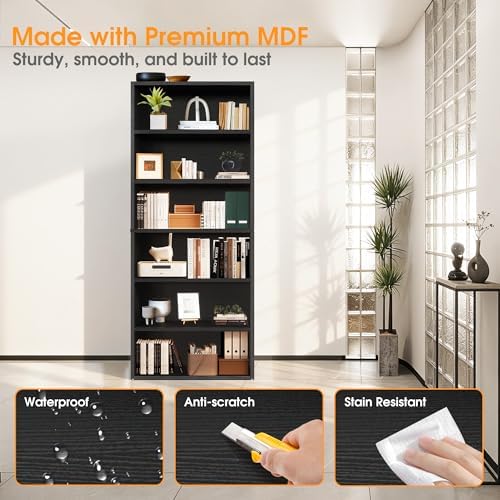 Sweetcrispy 6 Shelf Bookcase Open Display Bookshelf Storage Organizer - Image 5