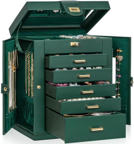 AKOZLIN 6-Tier Jewelry Box Organizer 5 Drawers Storage M-L Green by AKOZLIN