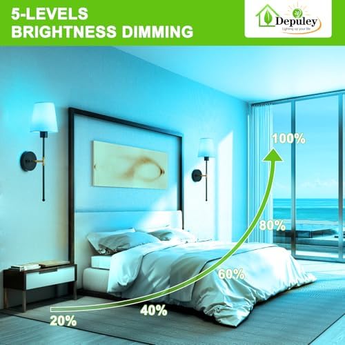 Depuley Battery Operated Wall Sconce: Set of 2 Wireless Wall Lights with Remote for Bedroom - Rechargeable 15 Colors Black and Gold Wall Lamp for Living Room Hallway - Image 5