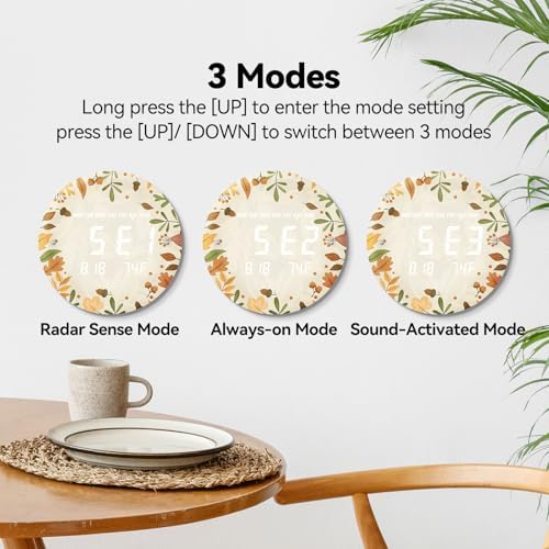 Digital LED Wall Clock for Home & Office, Autumn Leaf, 12'' - Image 4