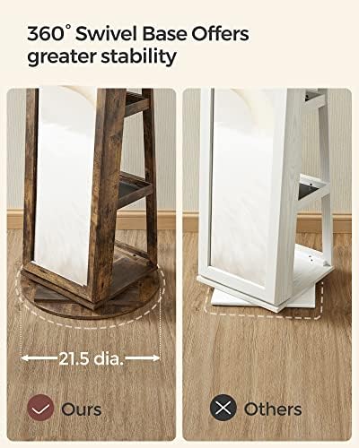 SONGMICS 360° Swivel Jewelry Cabinet, Full-Length Mirror, Lockable - Image 5