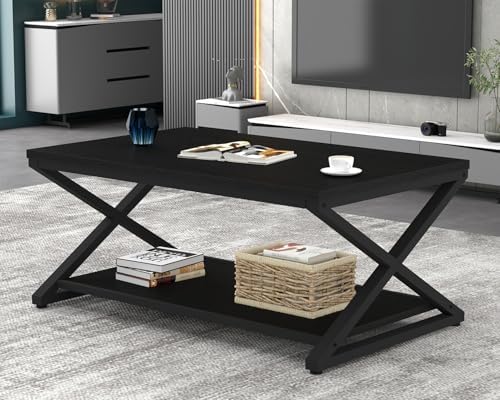HSH 39" Rectangle Coffee Table with Storage for Living Room, Black Oak - Image 5
