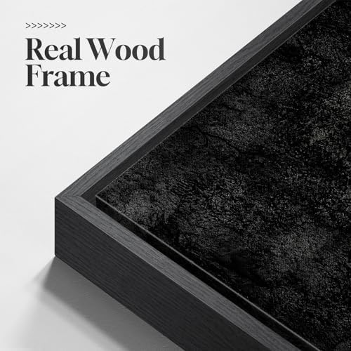 Large Framed Black Abstract Canvas Wall Art Decor for Living Room, 36x36 In - Image 5