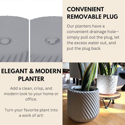 Fox & Fern Large Planter for Indoor or Outdoor, Gray Matte, 12 Inch - Image 4