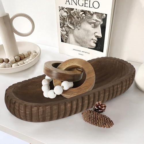 Oakrain Wooden Decorative Bowl for Home Decor, 16" Rustic Dough Bowl - Image 7