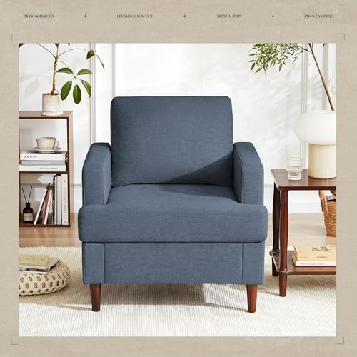 Mid-Century Accent Chair, Blue Grey Armchair Living Room Chairs, 2 Pack - Image 3